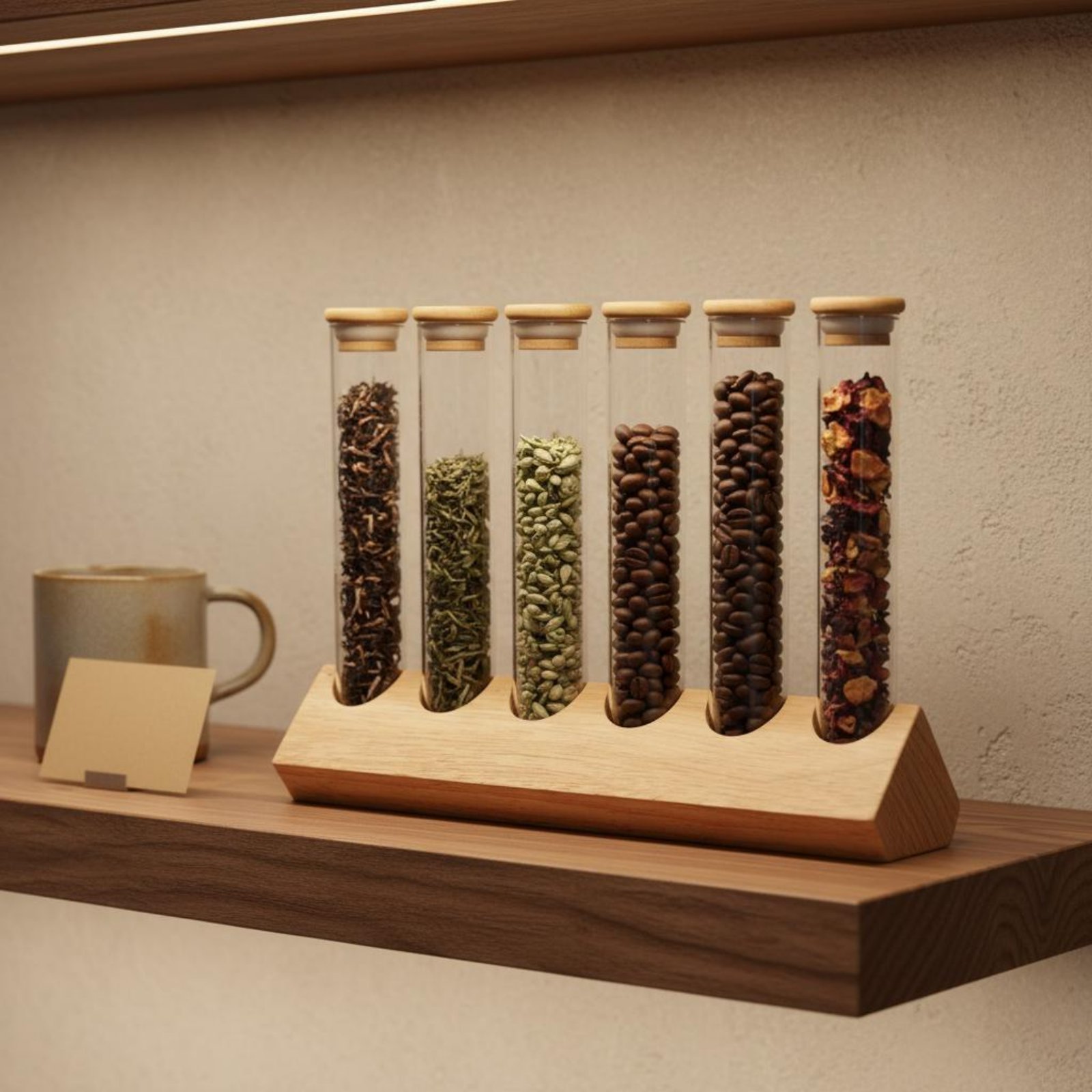 Glass Container Set - Glass Tube Container Set with Wooden
