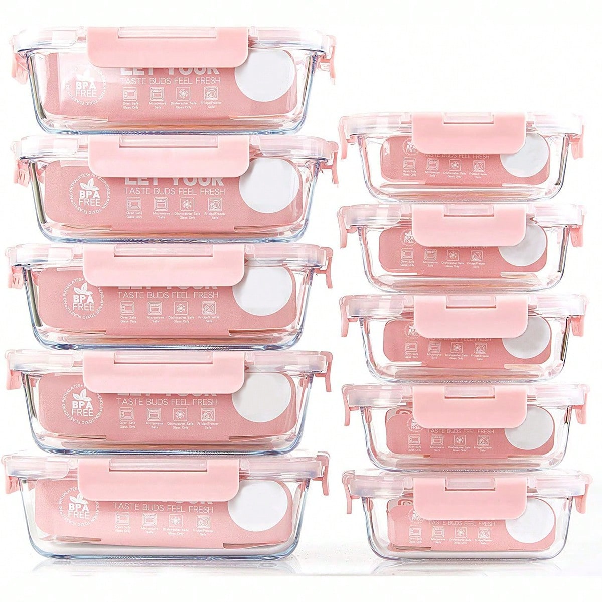 Meal Prep Usa - 10 Pack Glass Meal Prep Containers,