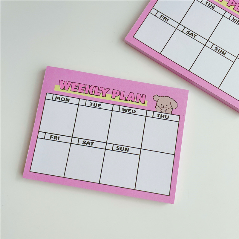 Cartoon Cute Puppy Pink Weekly - Meal Plan Notepad recension och pris