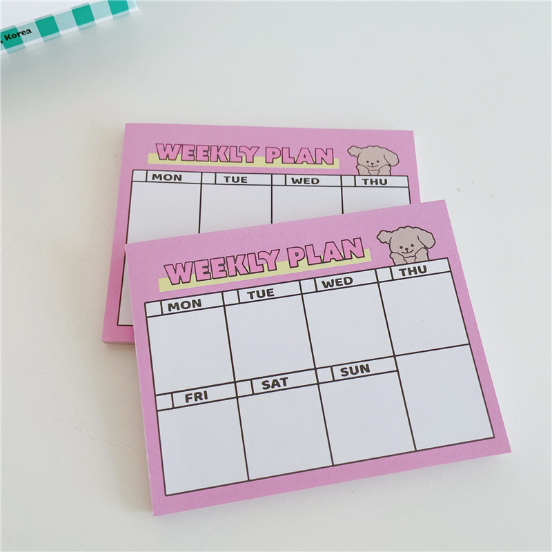 Cartoon Cute Puppy Pink Weekly - Meal Plan Notepad recension och pris