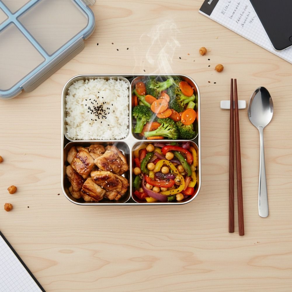Easy To Clean Square 4 Grid Lu - Meal Prep Lunch recension och pris