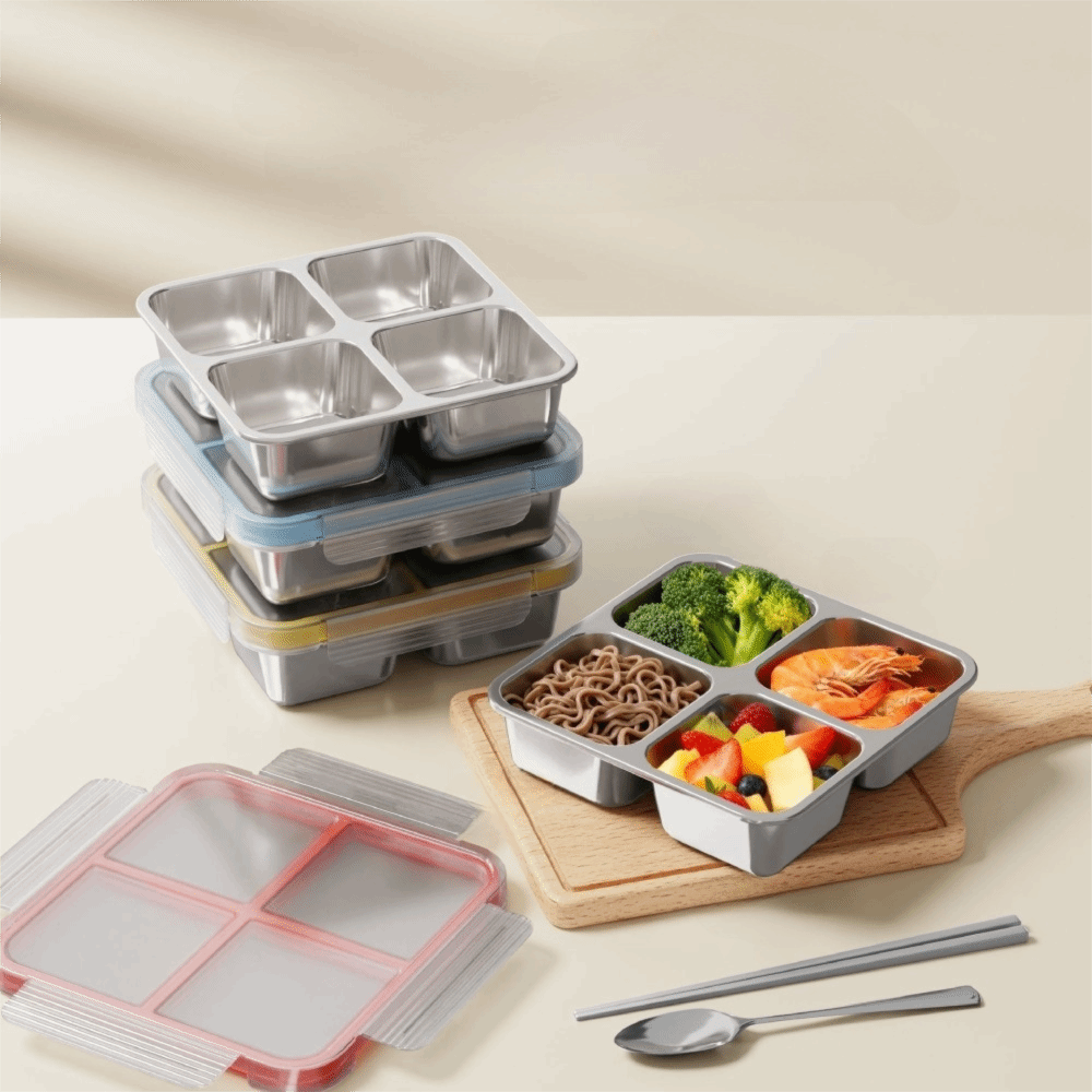 Easy To Clean Square 4 Grid Lu - Meal Prep Lunch recension och pris