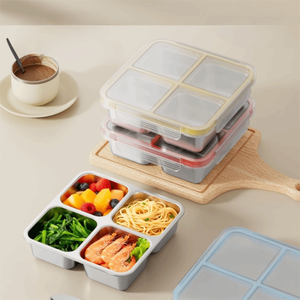 Easy To Clean Square 4 Grid Lu - Meal Prep Lunch recension och pris