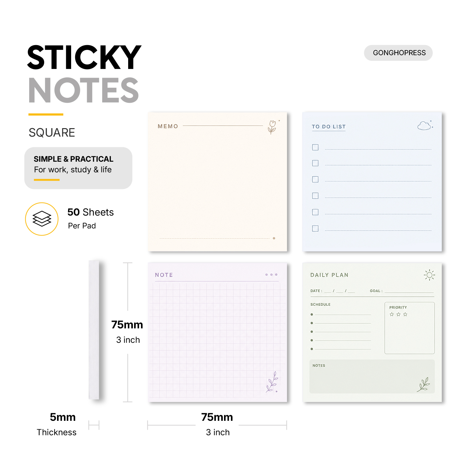 4 Pcs 200 Sheets Total Minimal - Meal Plan Notepad recension och pris