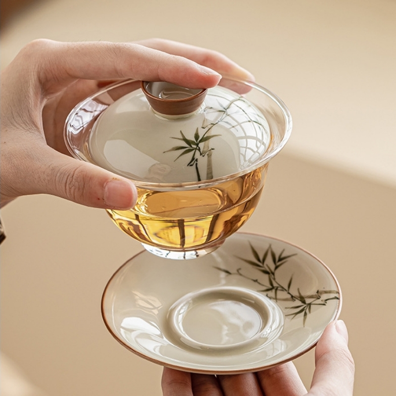 Hand Painted Bamboo Gaiwan For - Glass Container Set recension och pris