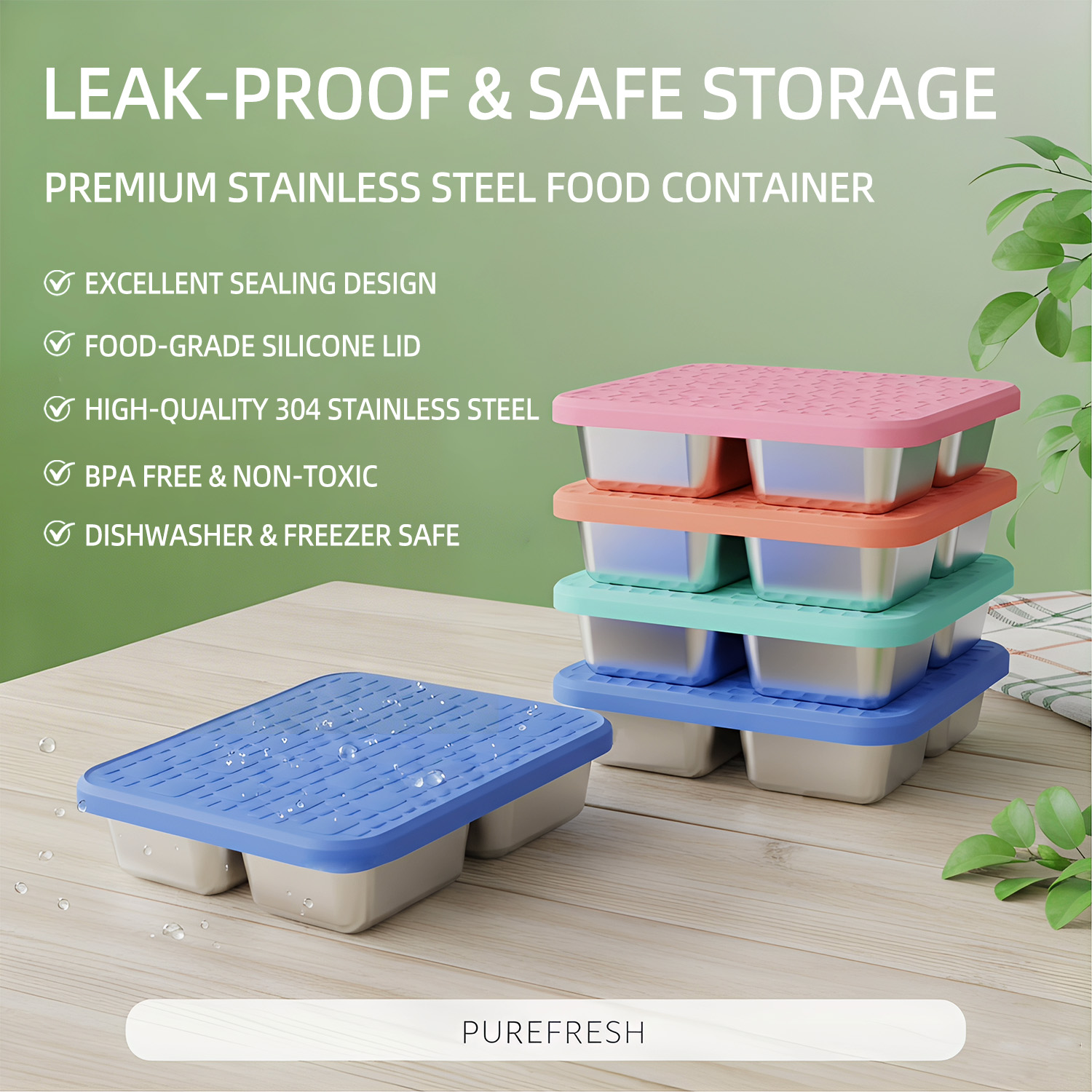 304 Stainless Steel Divided Lu - Meal Prep Lunch recension och pris